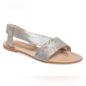 NWT Free People Under Wraps Silver Iridescent Sandals 38/8